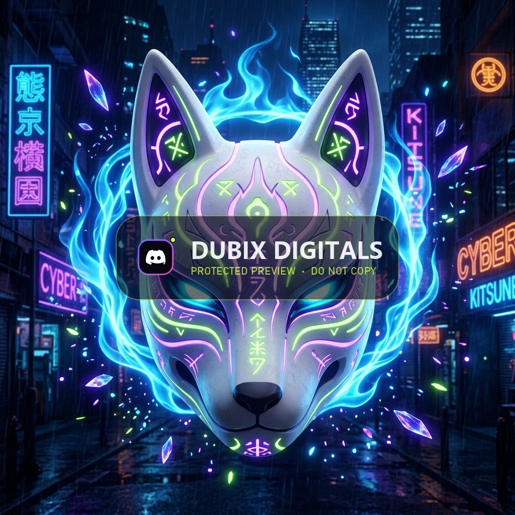 Neon Kitsune Mask Avatar